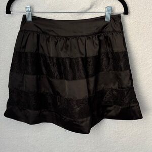 Black Satin and Lace Skirt